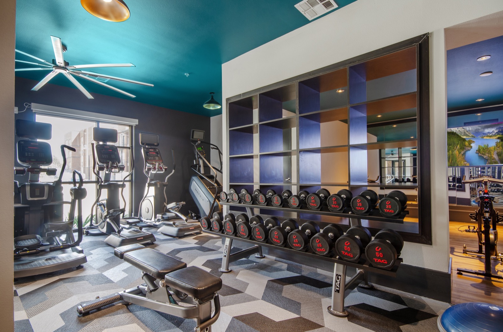 Fitness center with strength training and cardio equipment